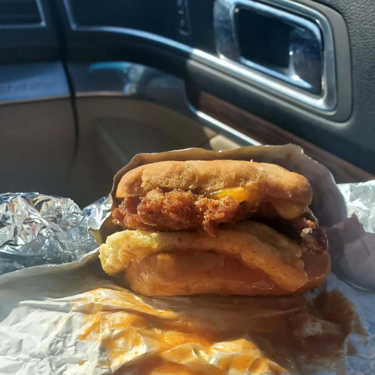 Hot Chicken Biscuit with Egg and Cheese