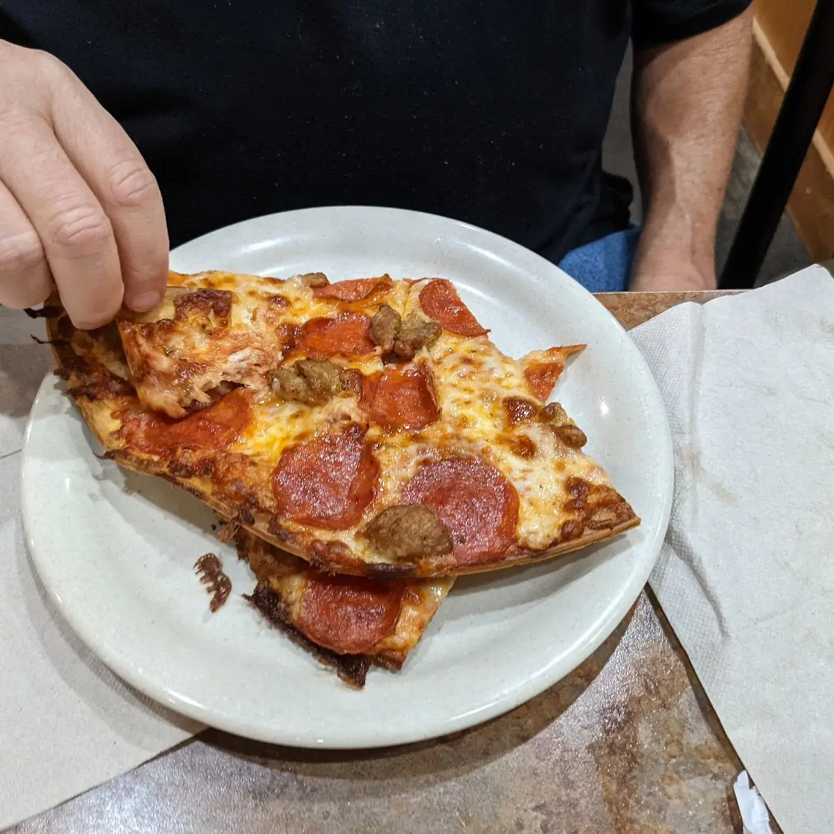 Thin Crust Pepperoni and Sausage