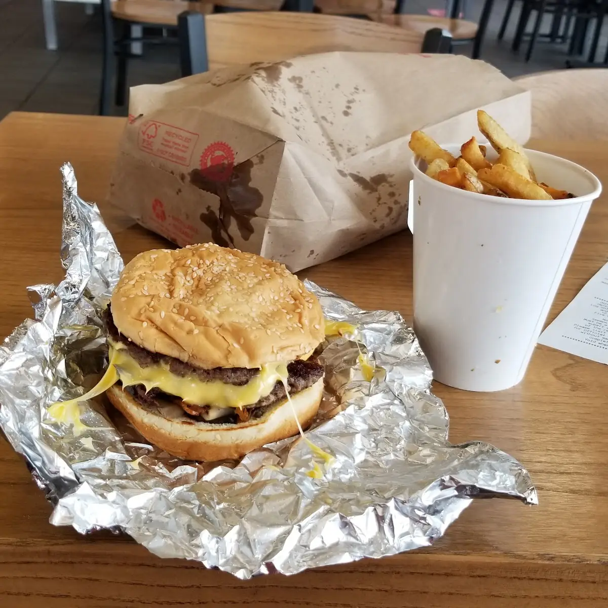 Bacon Double Cheeseburger with Mushrooms and Ketchup