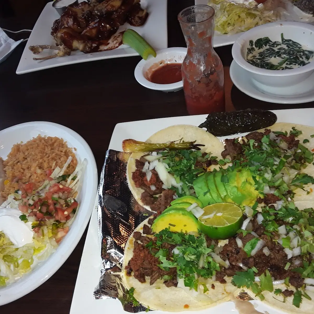 4 Mexican Steak Tacos w Rice & Beans