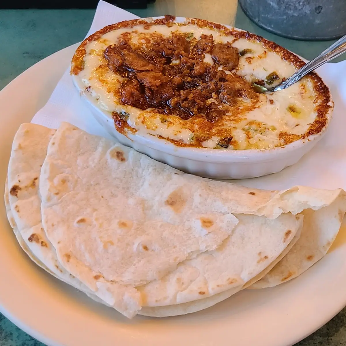 Poblano Cheese Dip with Chorizo