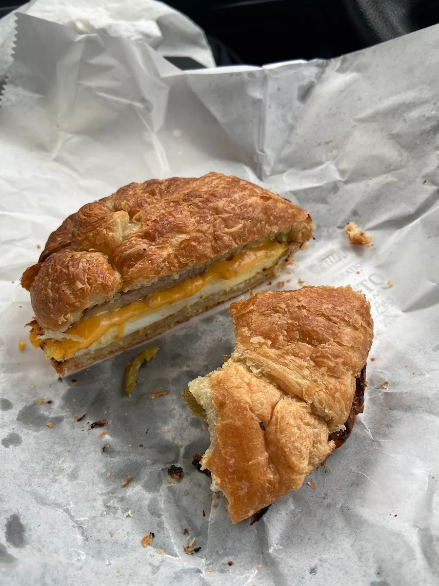 Sausage Egg and Cheese Croissant Sandwich
