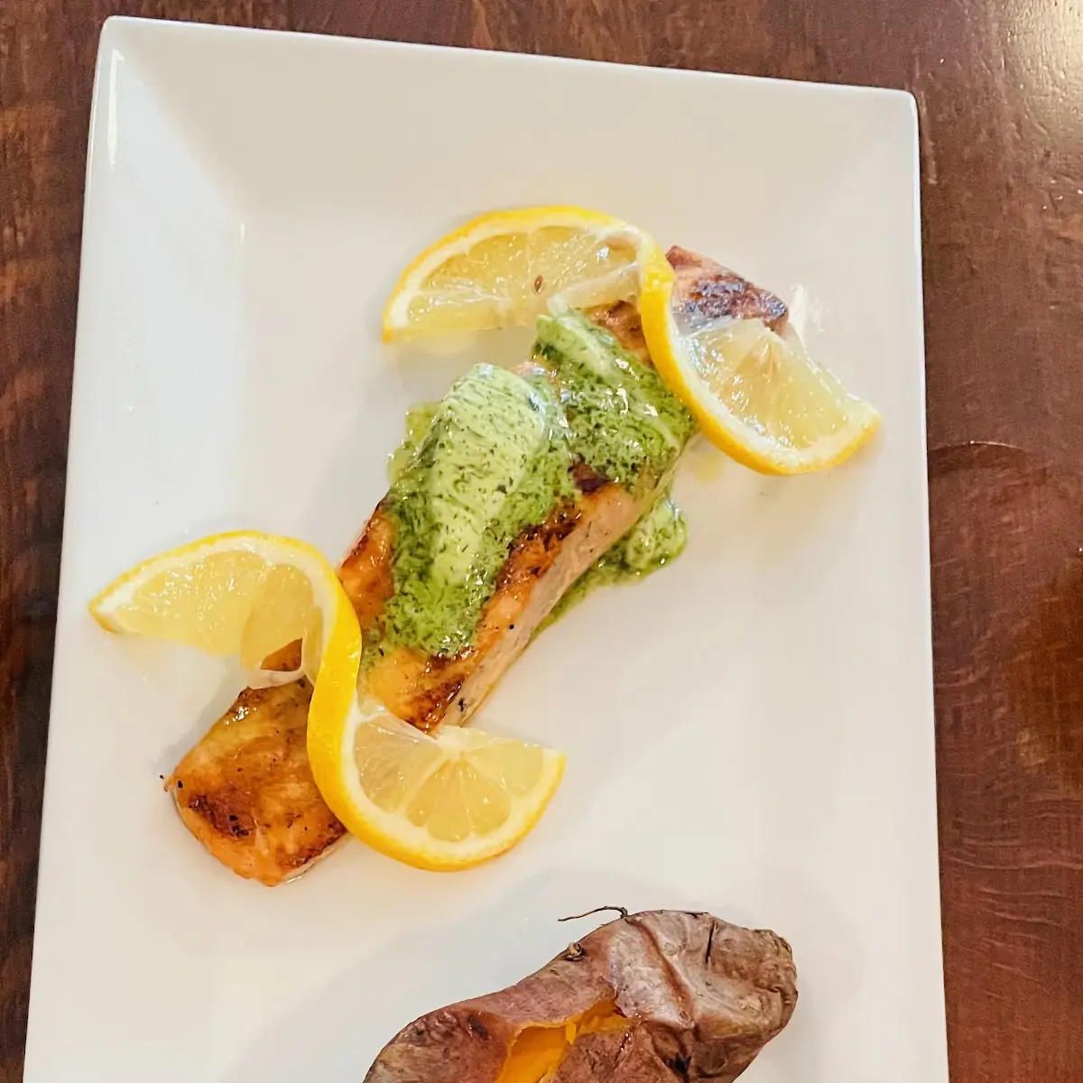 Salmon and Baked Sweet Potato