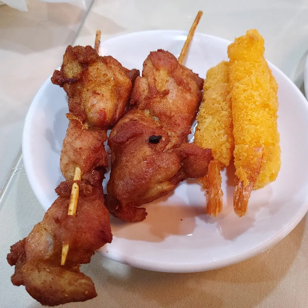 Tempura Shrimp and Chicken Skewers, Maple Leaf Queen's Buffet