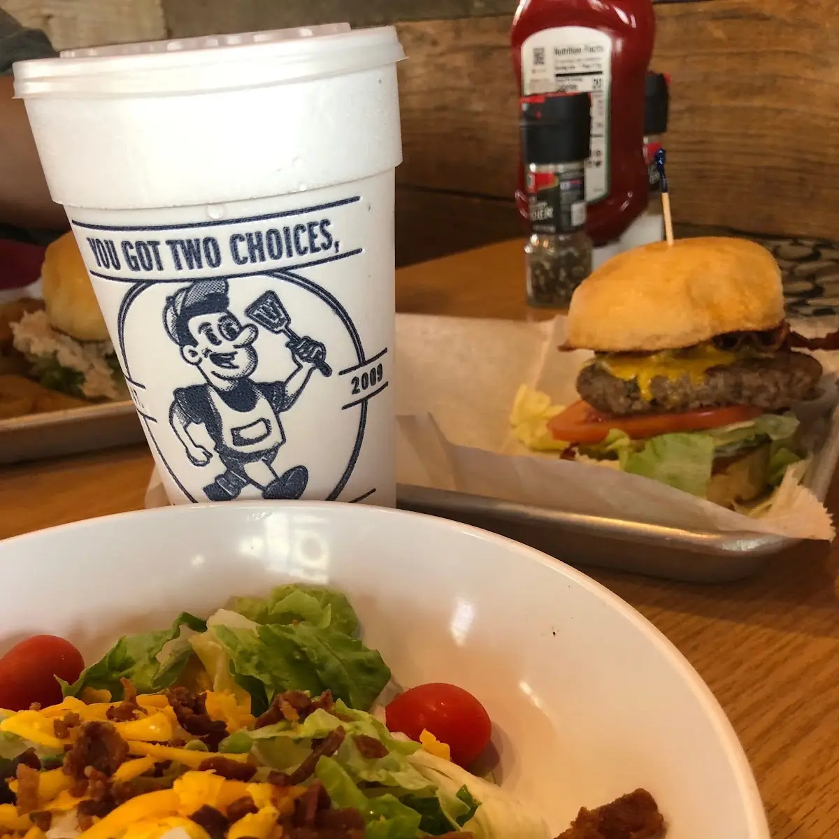 Burger with a Side Salad