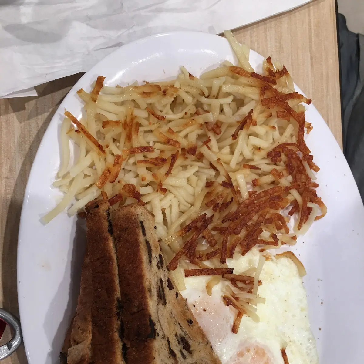 Hash Browns Eggs Raisins Toast