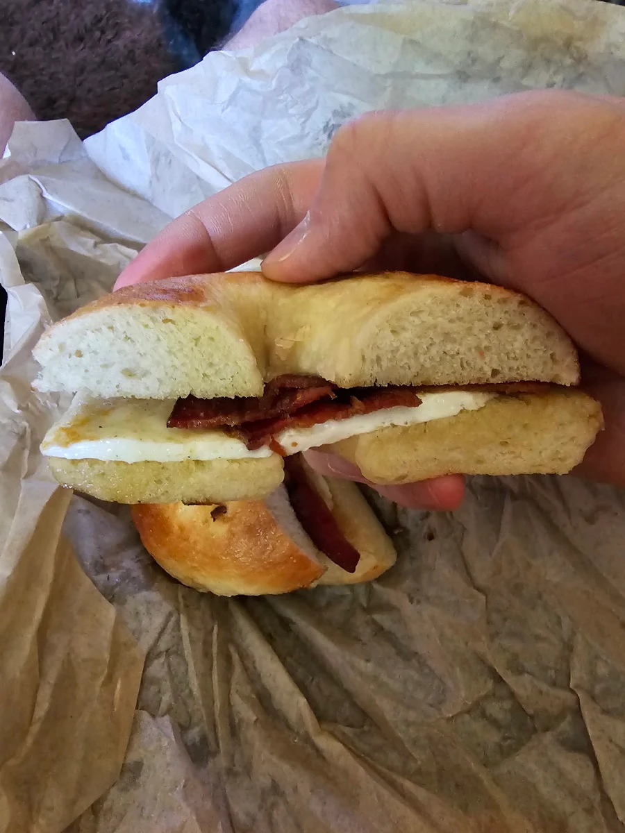 Sesame Bagel Sandwich with Bacon and Cheese