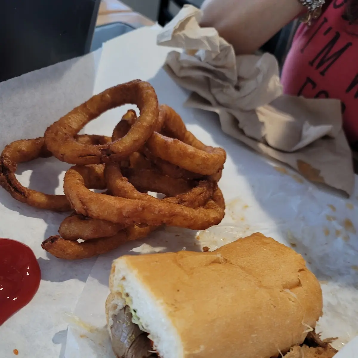 Onion Rings Roast Beef Sandwich