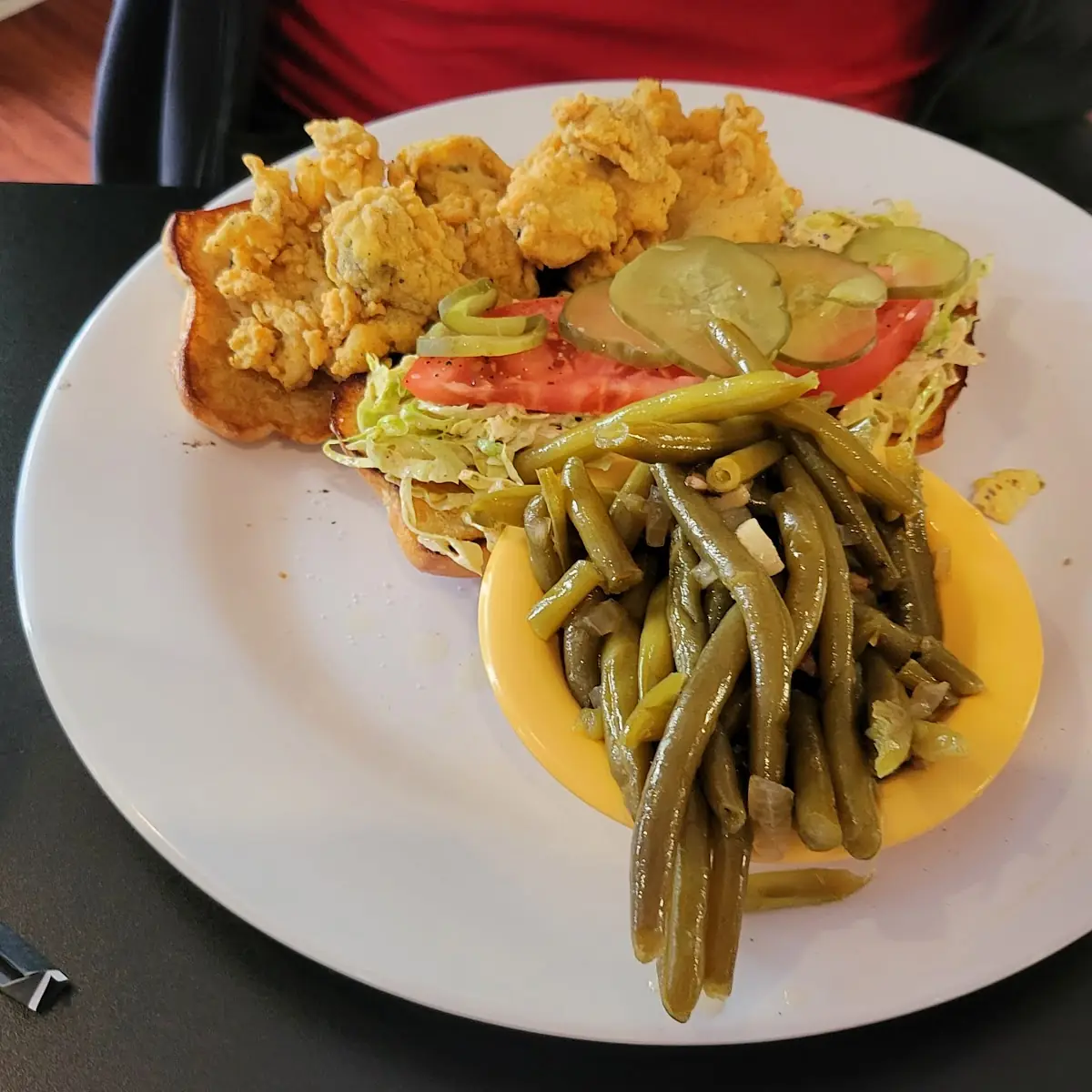 Oyster PO Boy with Green Beans