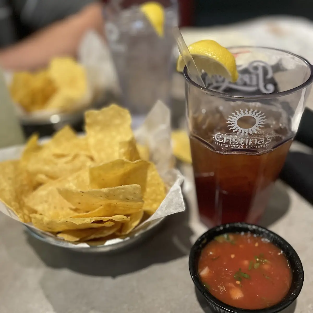 Chips Salsa and Tea
