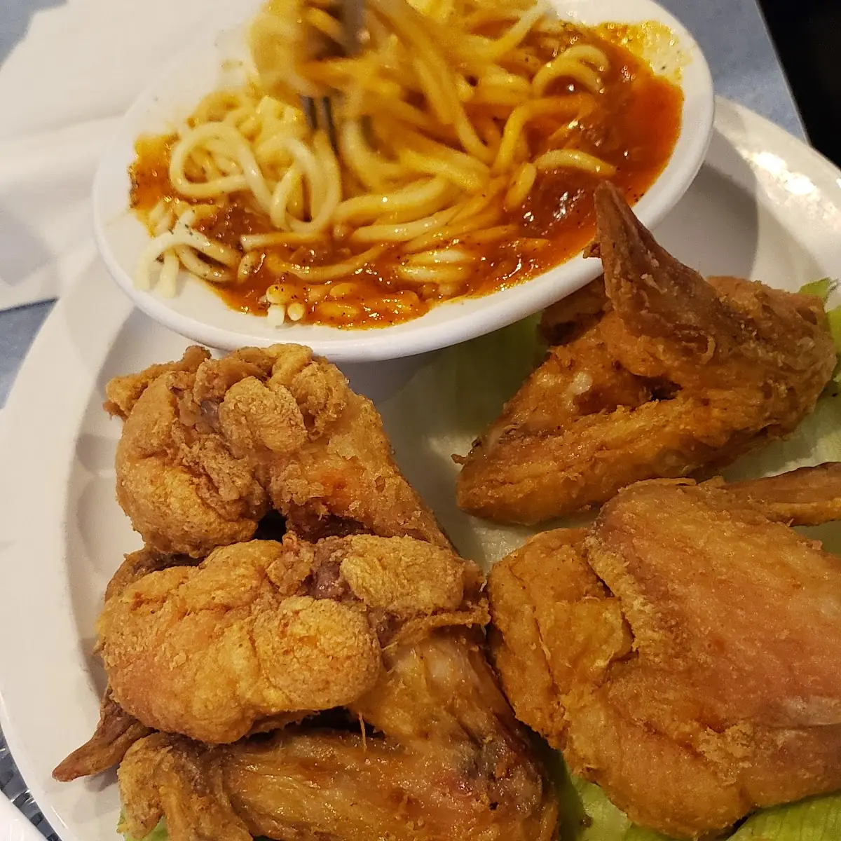 Fried Chicken and Spaghetti