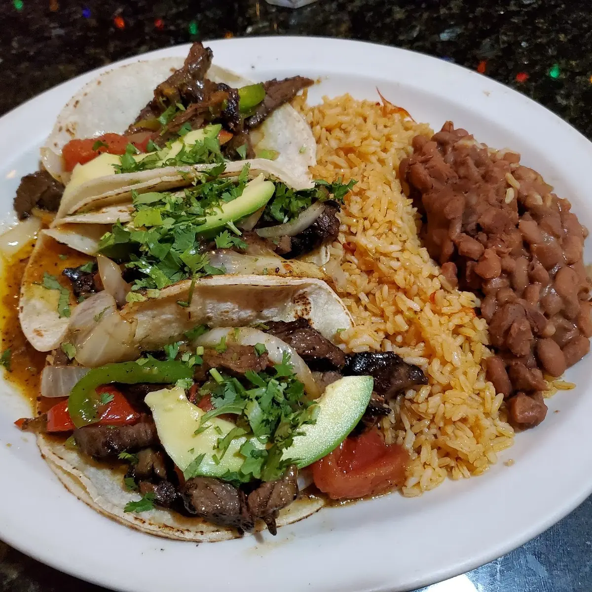 Steak Tacos with Rice Beans