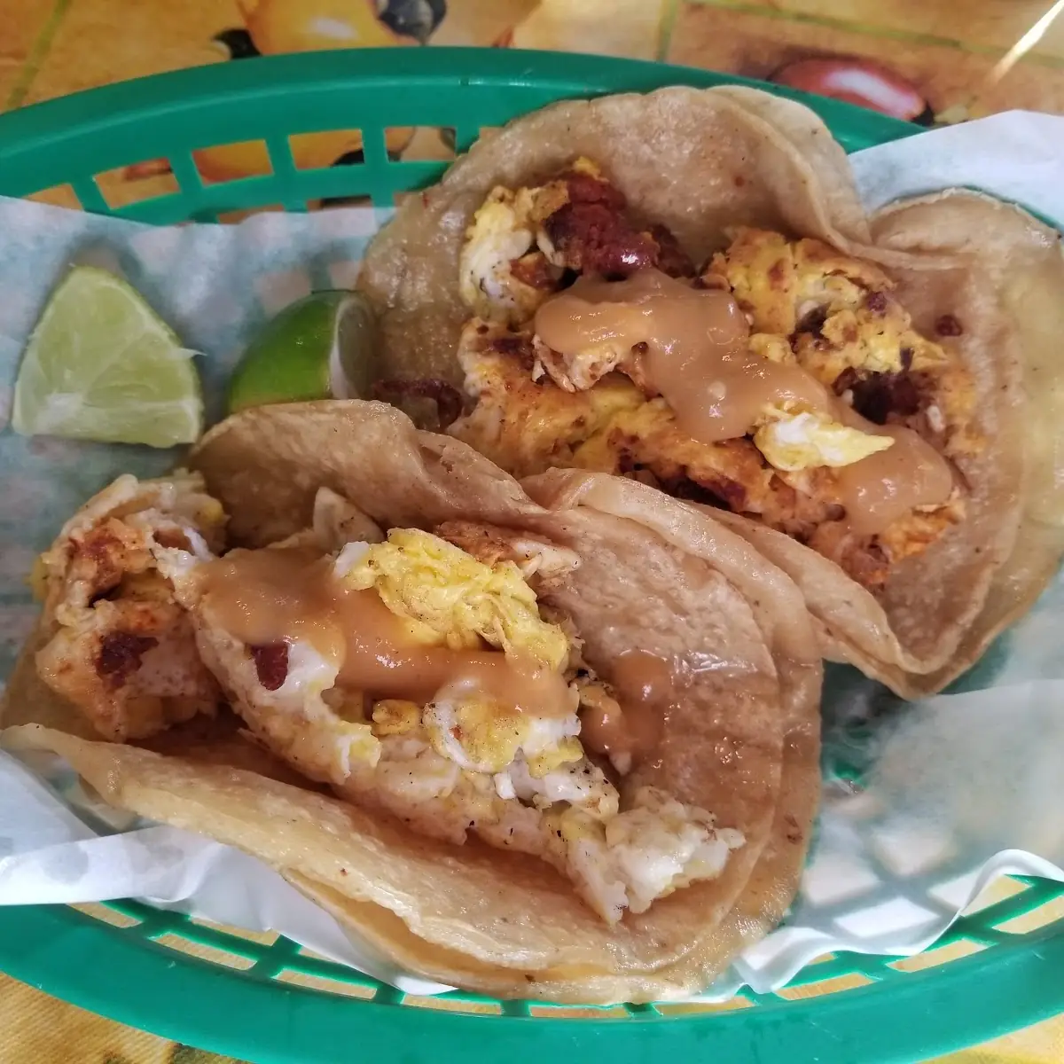 Chorizo and Egg Tacos on Corn Tortillas