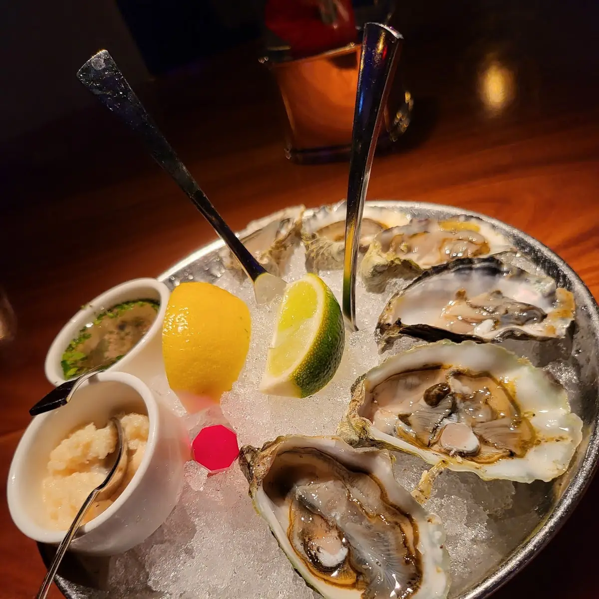 Fresh Raw Oysters with Condiments