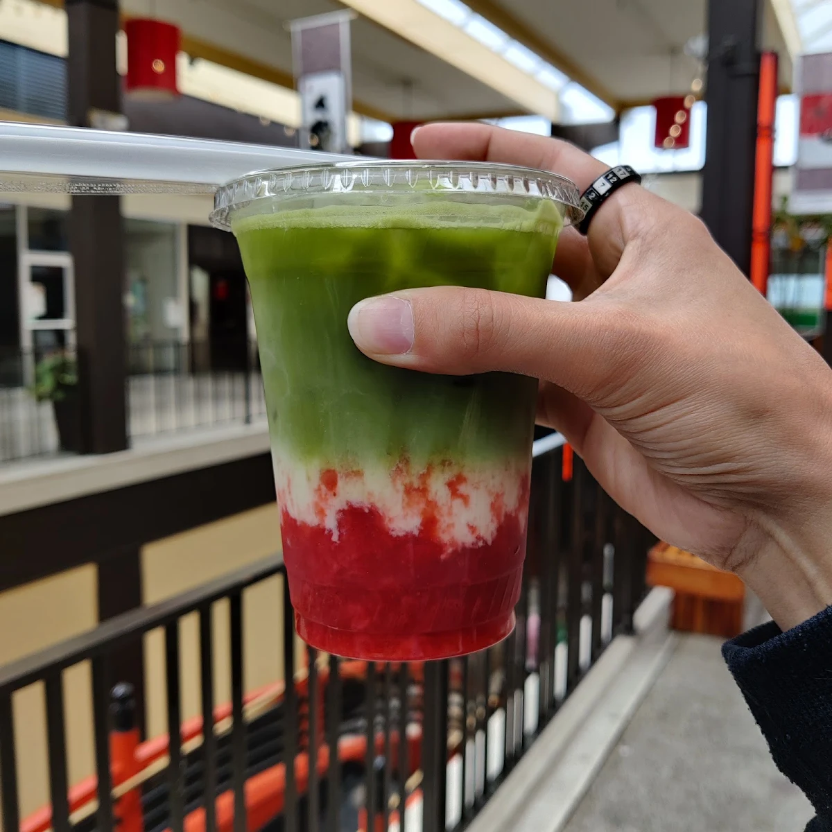 Layered Strawberry Matcha Latte