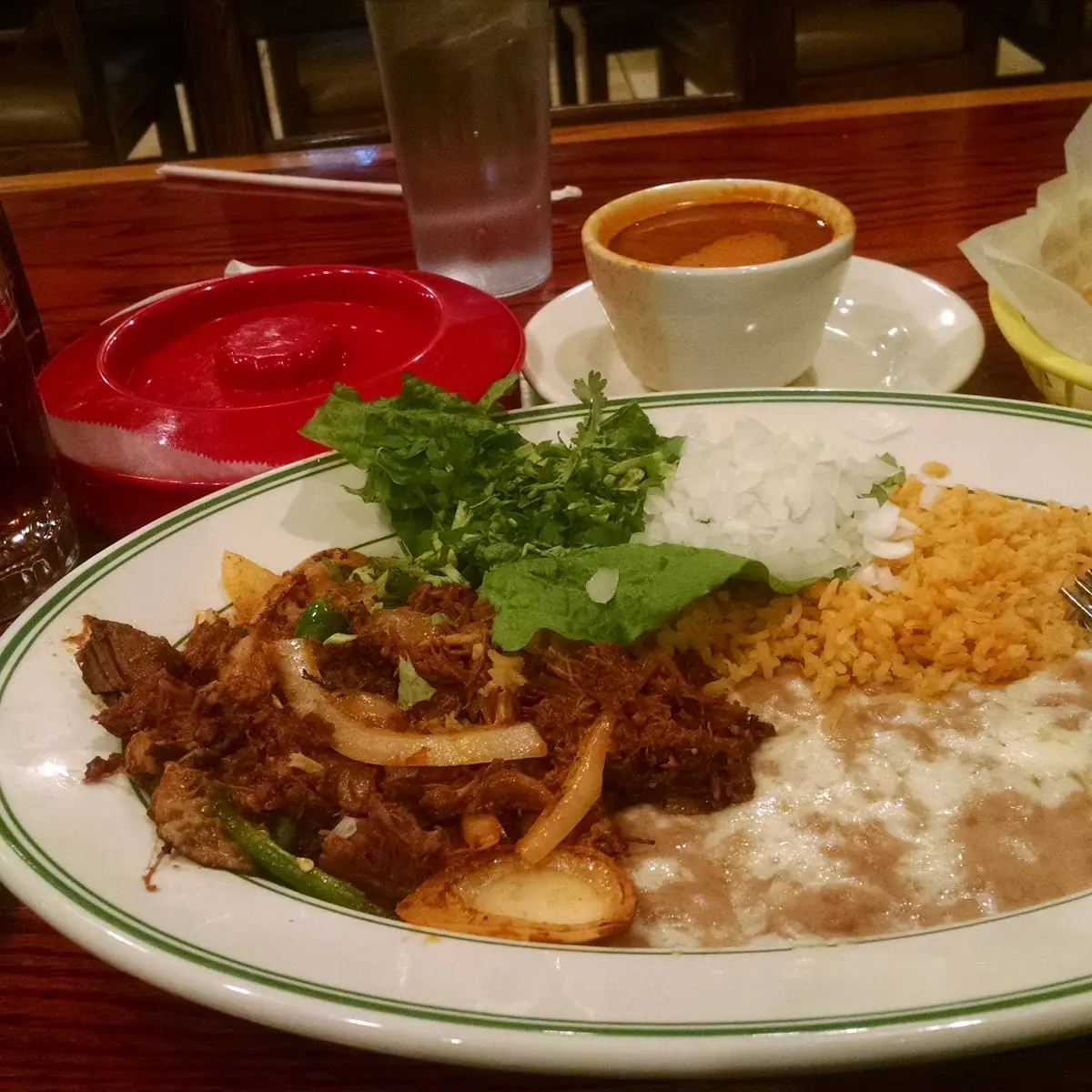 Birria Adobada with Rice & Beans