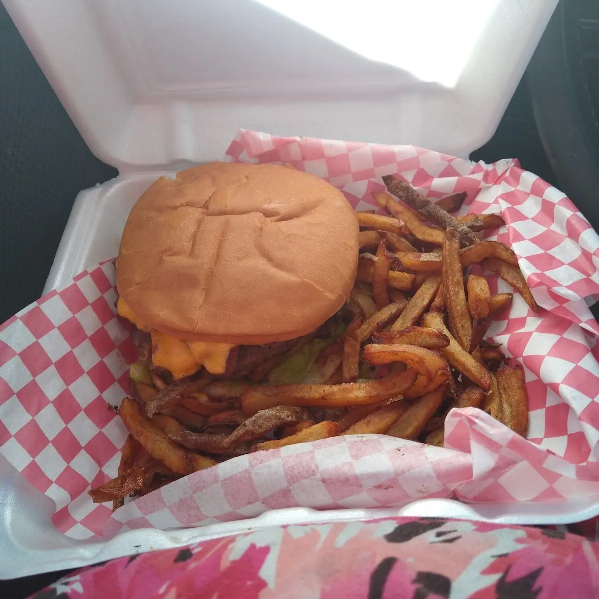 Bacon Cheese Burger and Fries