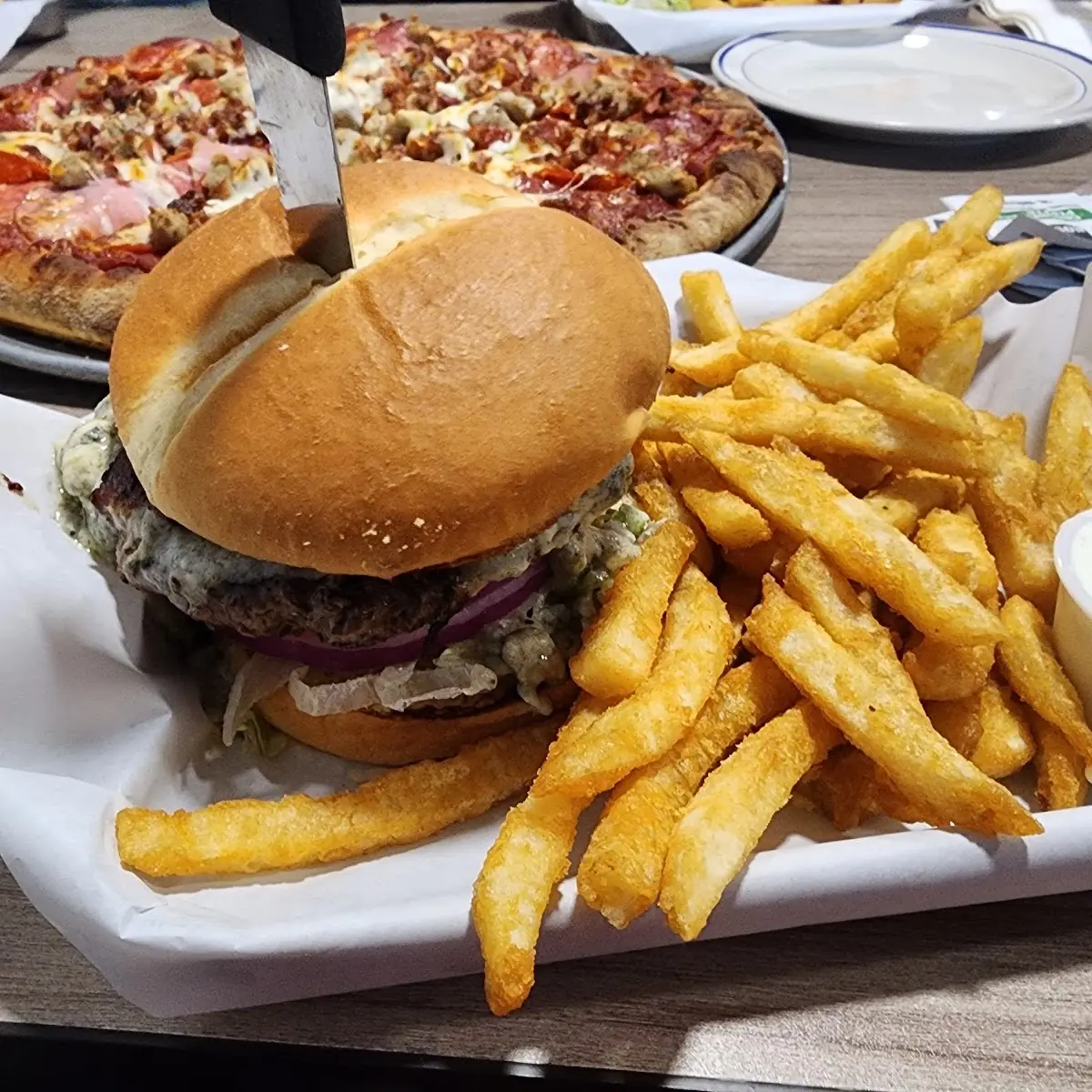 Blue Cheese Burger and Fries