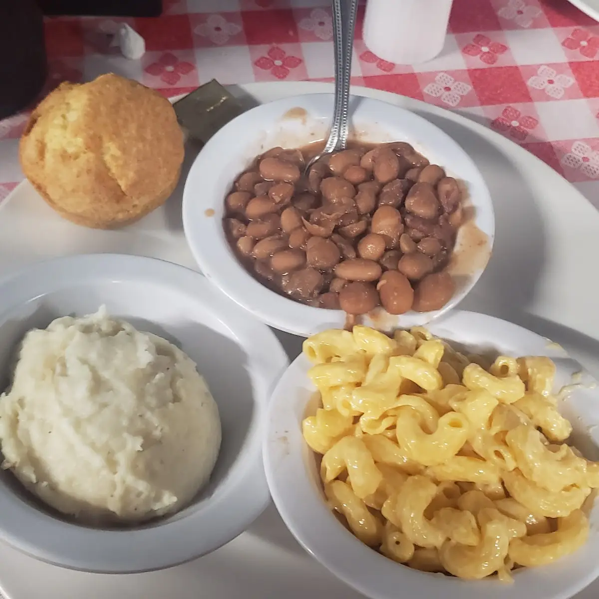 Pinto Beans Mashed Potatoes Mac N Cheese Cornbread