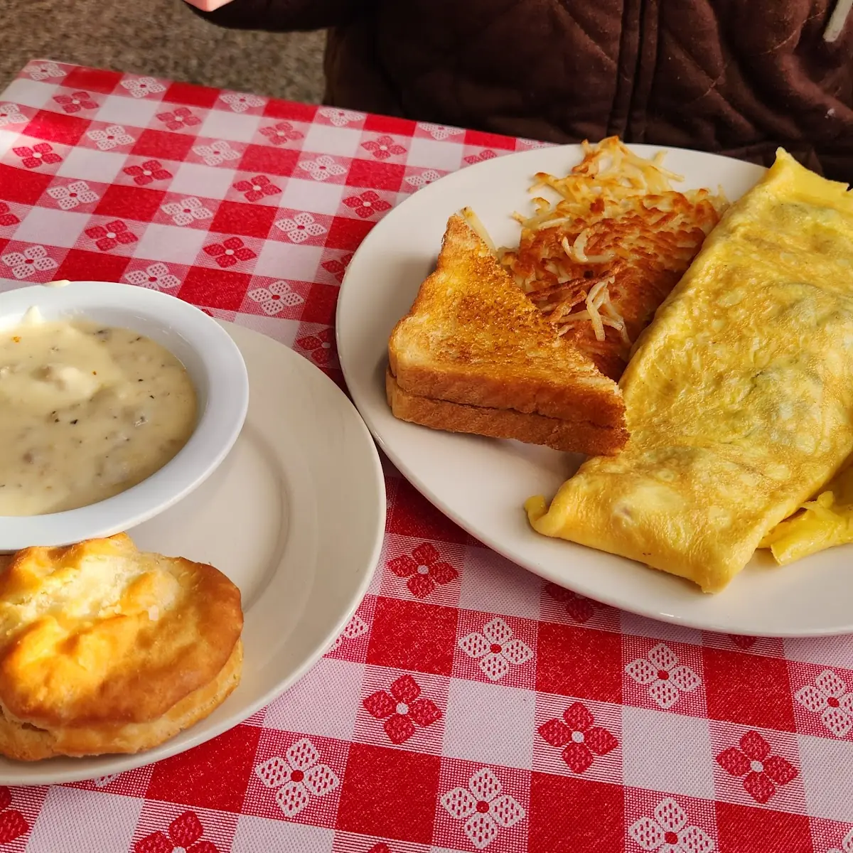 Western Omelette with Biscuits and Gravy