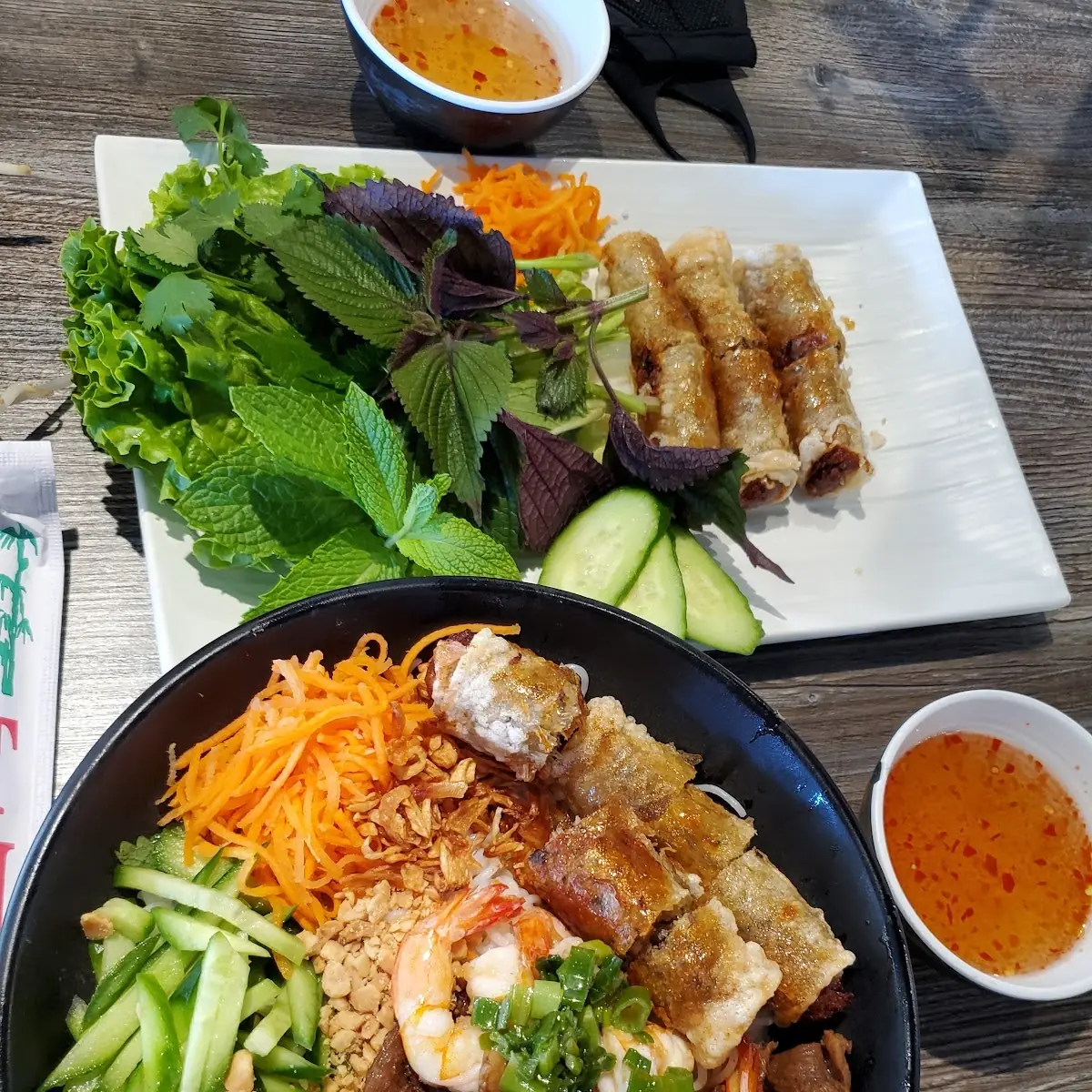 Vermicelli with Shrimp & Egg Rolls