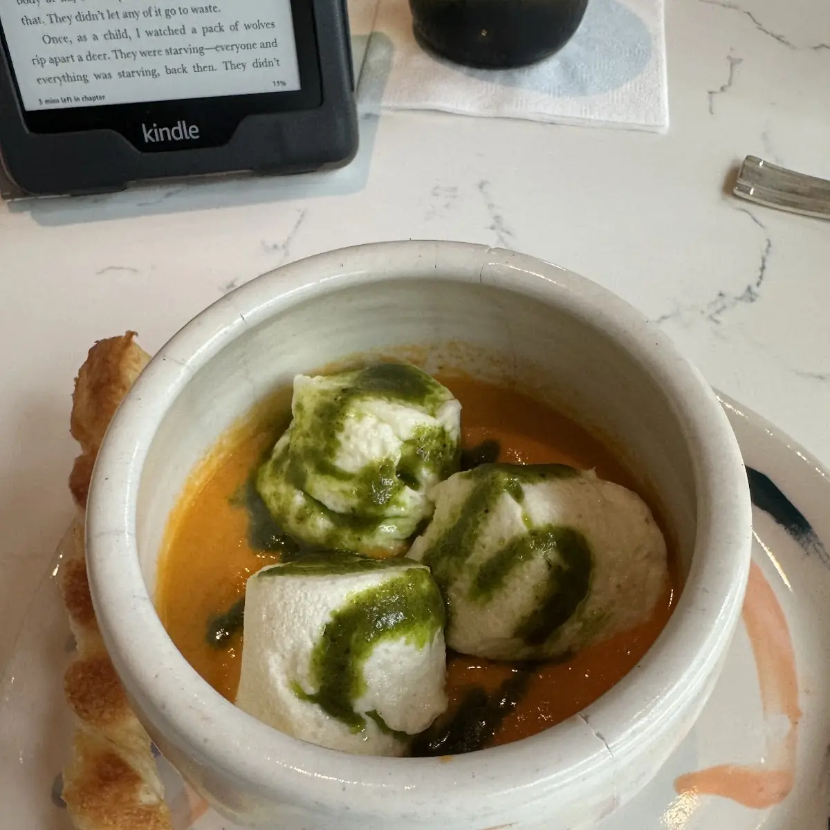 Tomato Soup with Cheese Dumplings