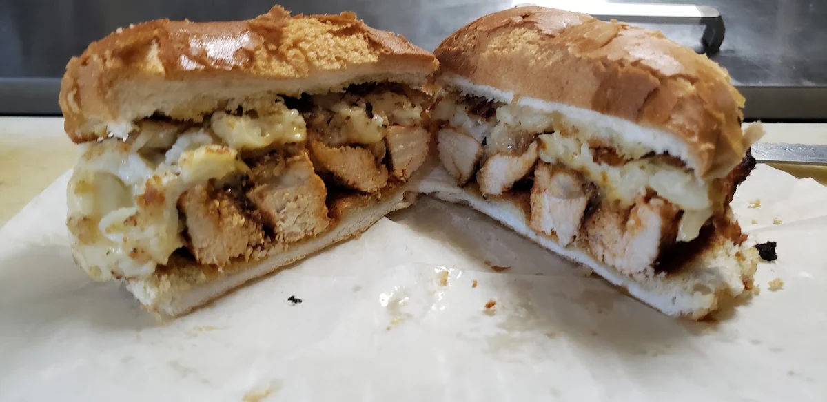 Buffalo Chicken Sandwich Topped with Mac-N-Cheese