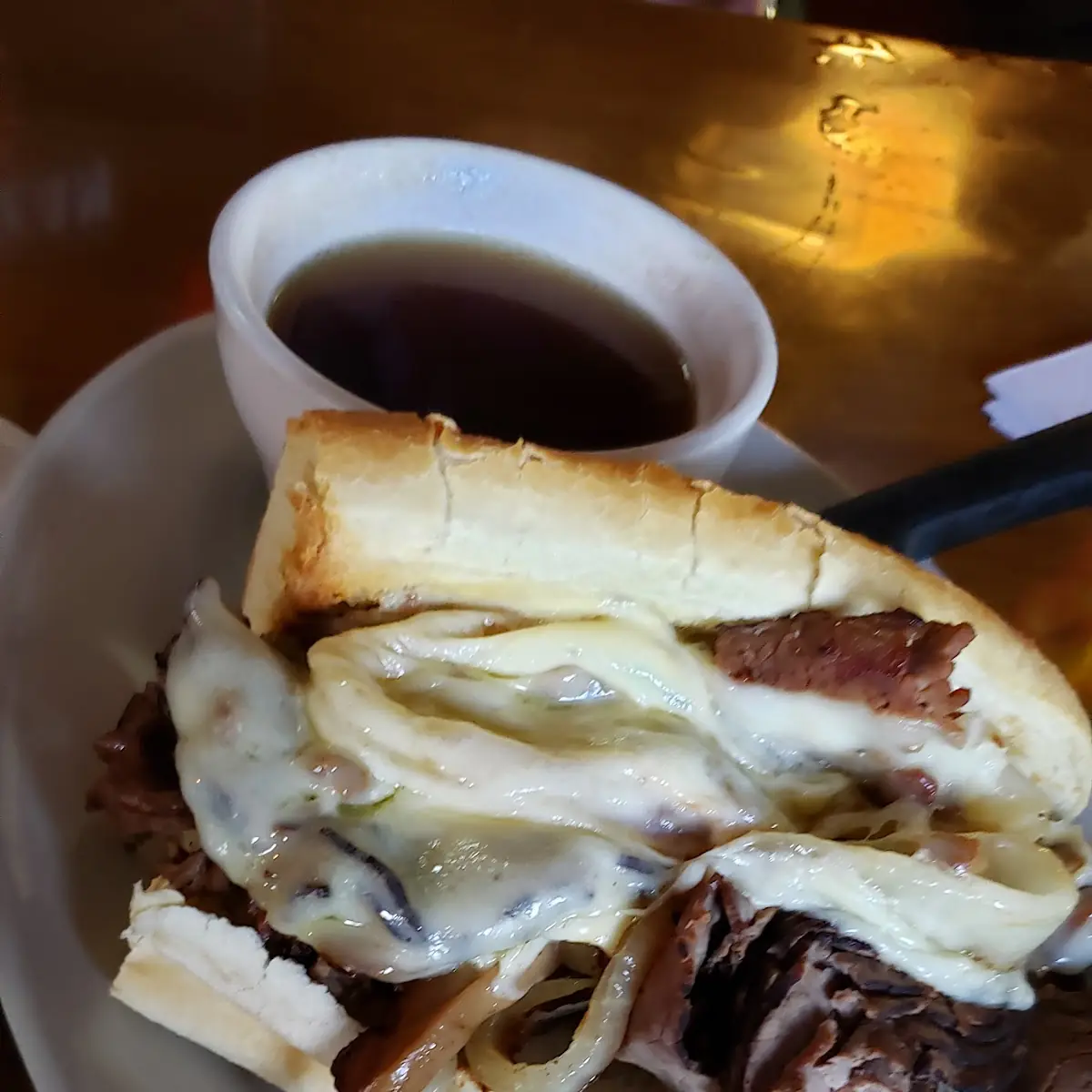 French Dip with Mushrooms and Green Peppers