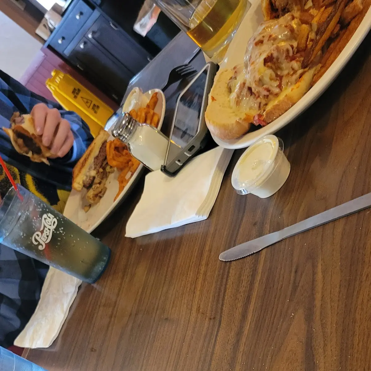 Italian Wrap Meatball Sub and Cowboy Burger