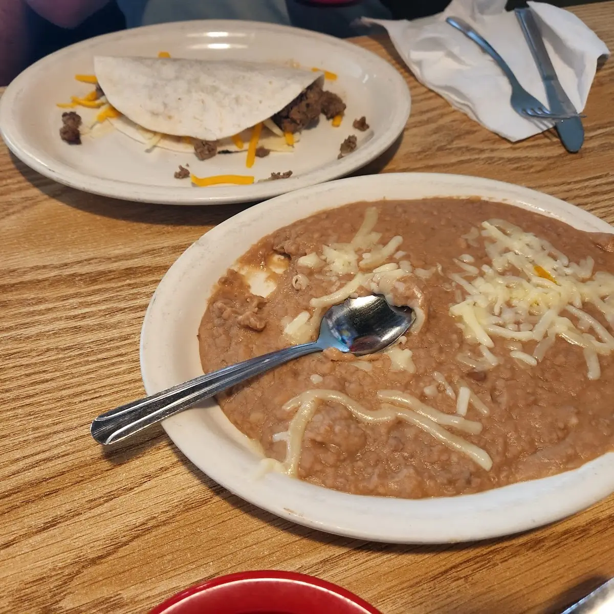 Beef Taco and Refried Beans