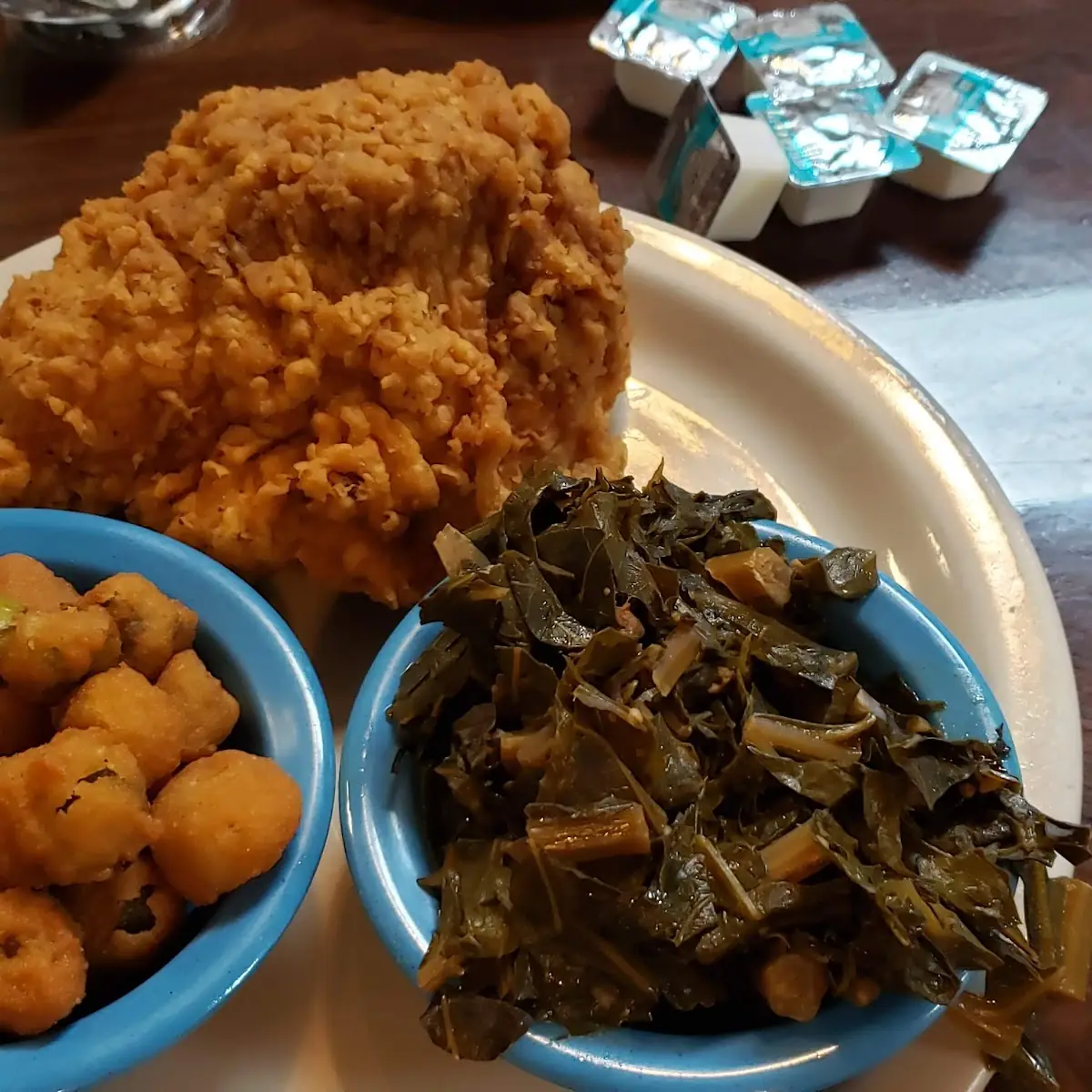 Fried Chicken Collards and Okra