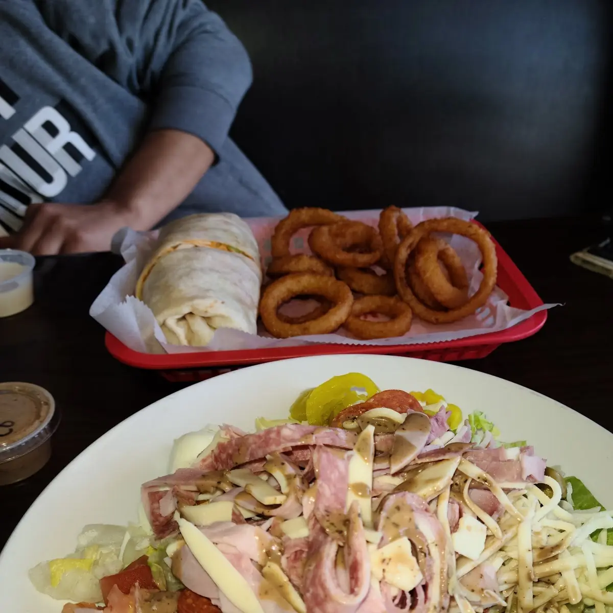 Antipasto Salad and Buffalo Chicken Wrap