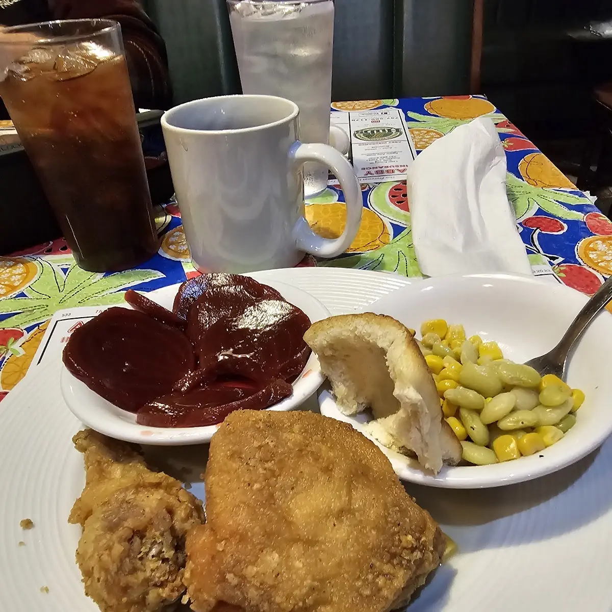 Fried Chicken with Beets Green Beans