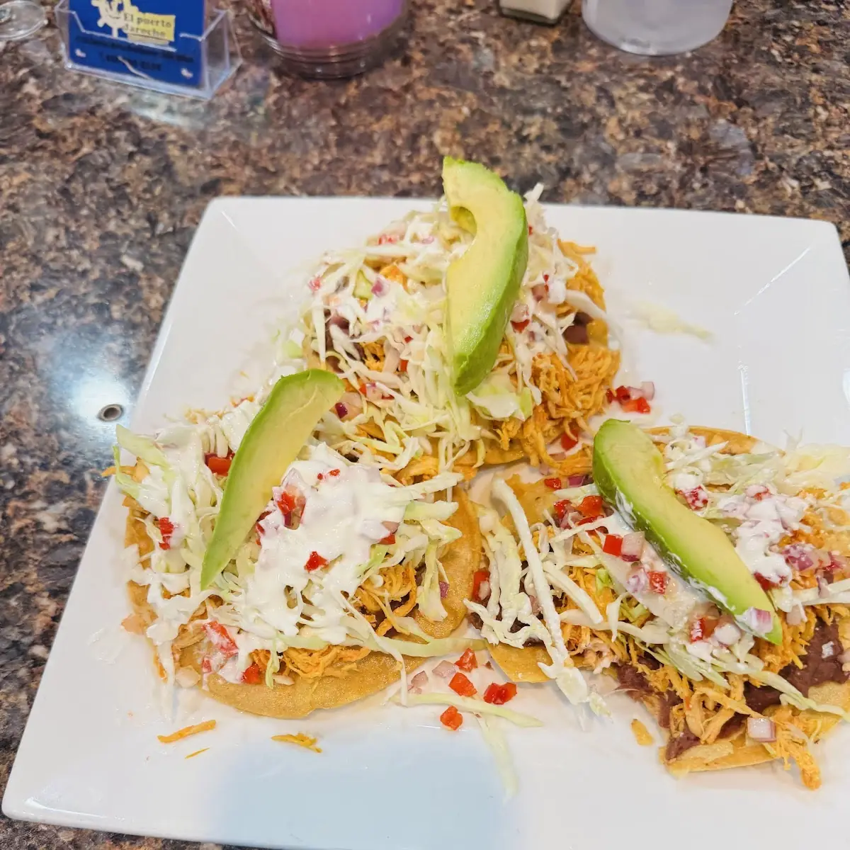Four Chicken Tostadas