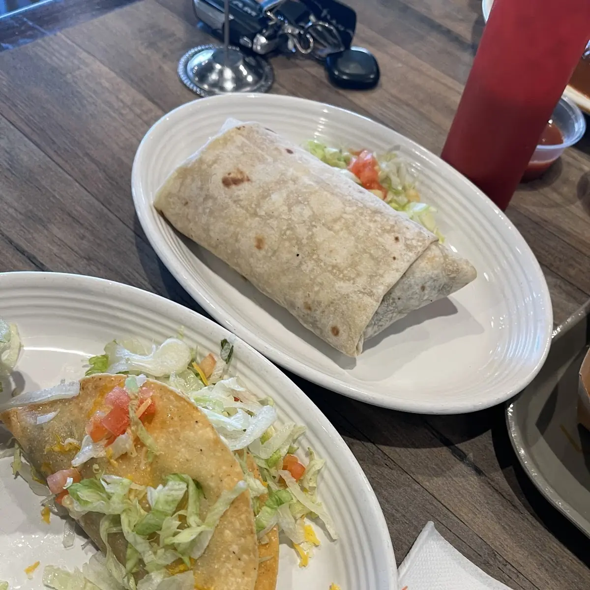Shredded Beef Taco and Machaca Burrito