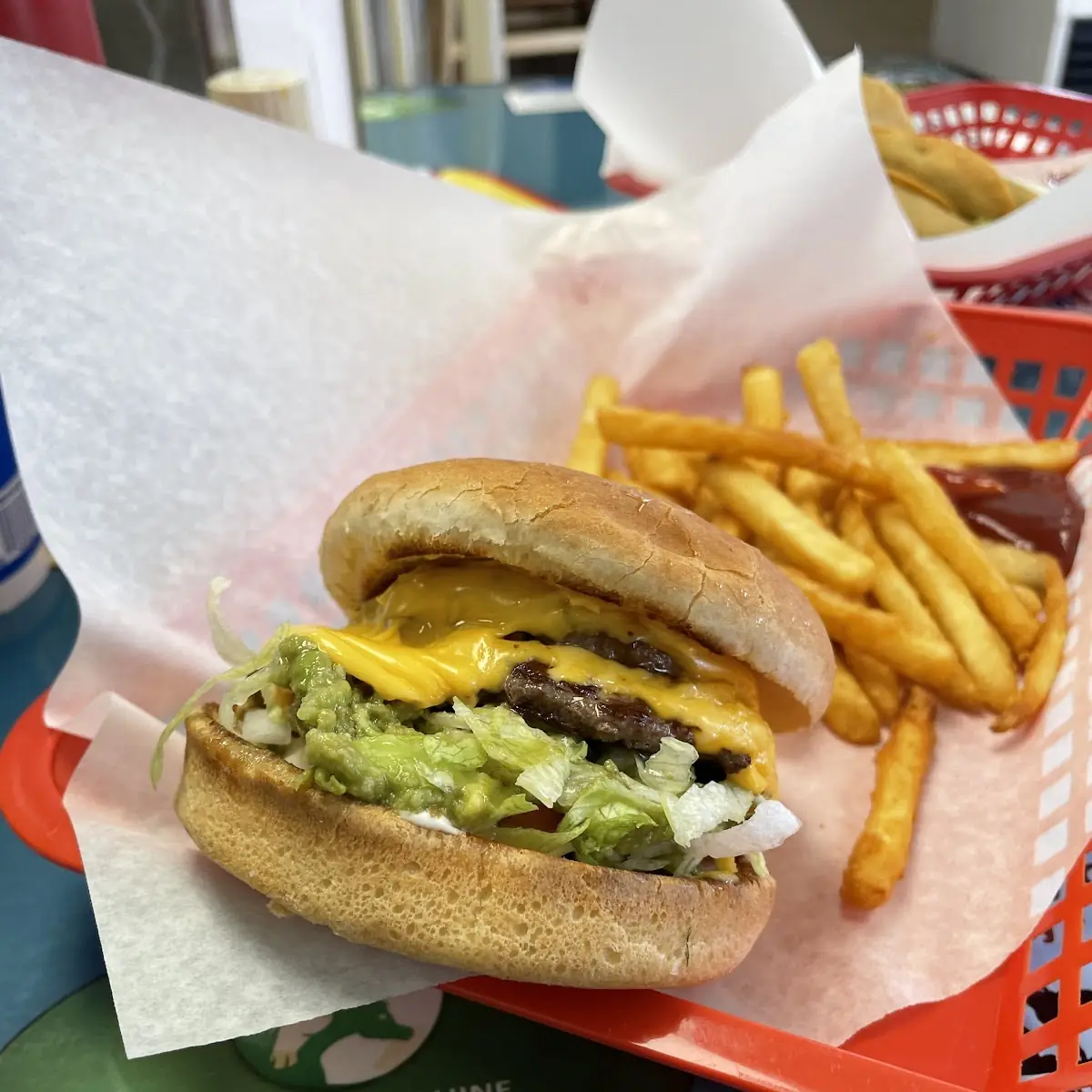 Green Chile Double Meat Guacamole Cheeseburger