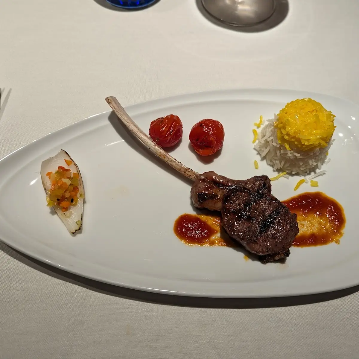 Grilled Lamb Chops and Saffron Rice
