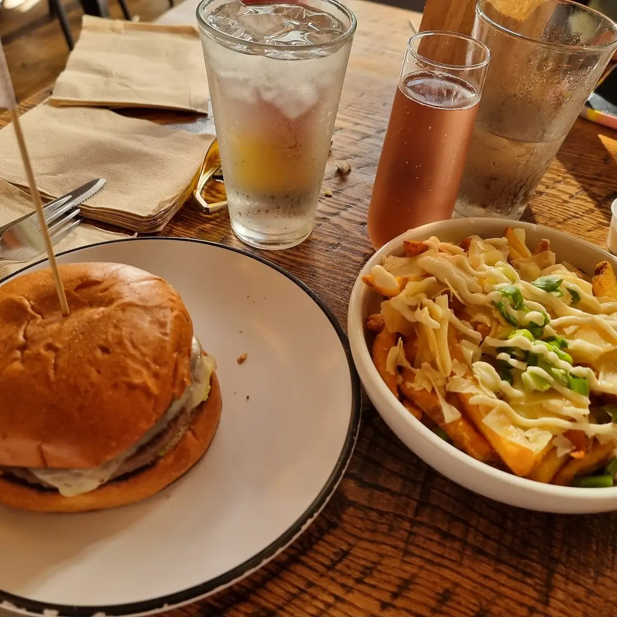 Impossible Burger and Truffle Parmesan Fries