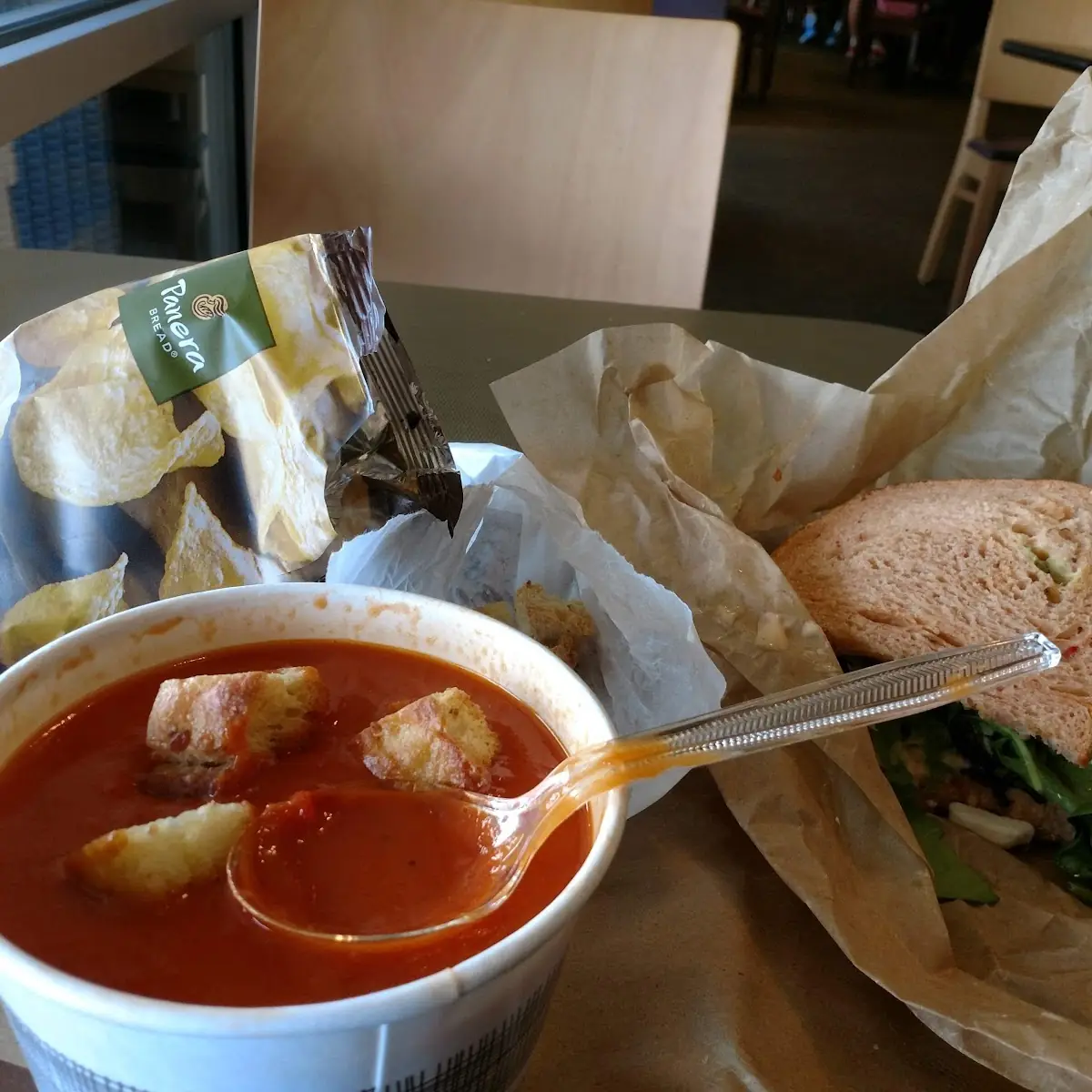 Tomato Soup and Mediterranean Sandwich