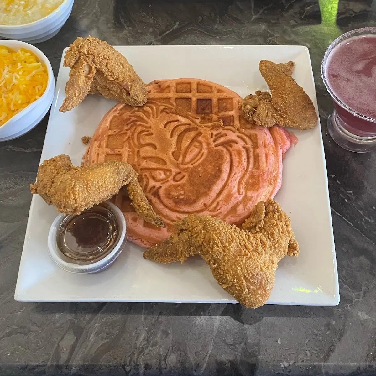 Waffle Scrambled Eggs with Cheese
