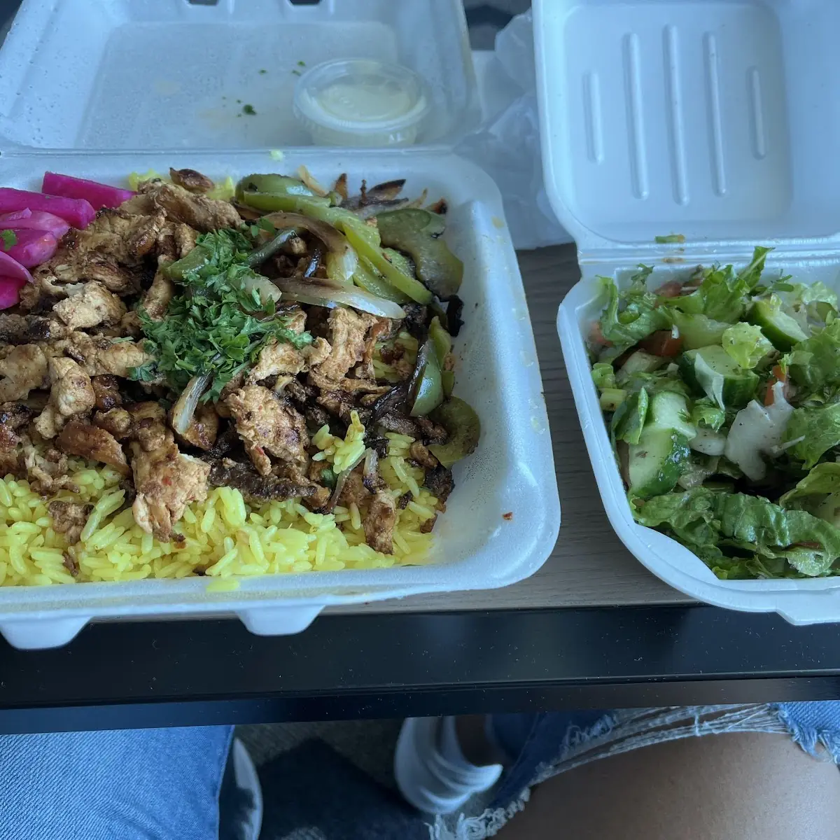 Mixed Shawarma Platter with Salad and Rice