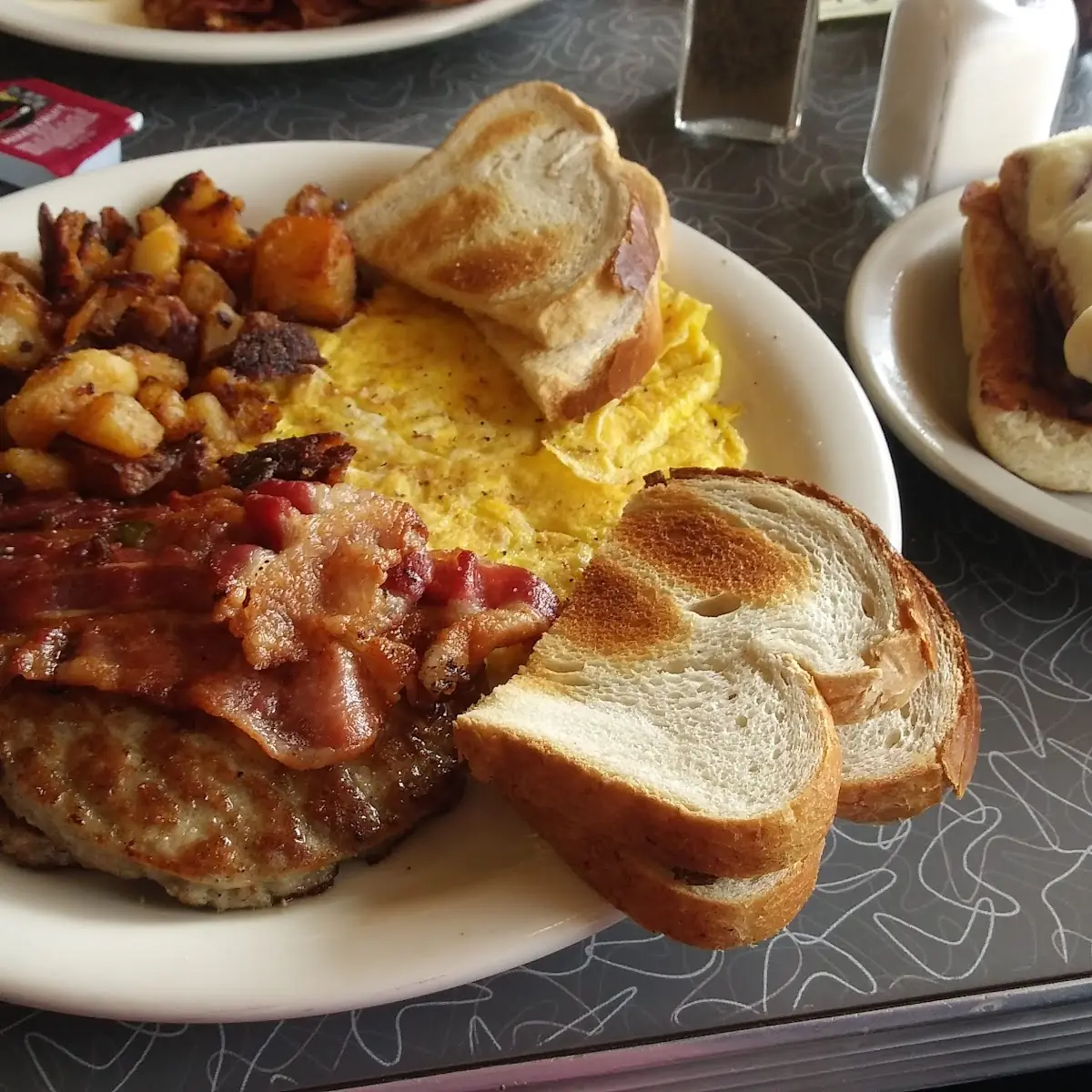Bacon Sausage Eggs and Homefries