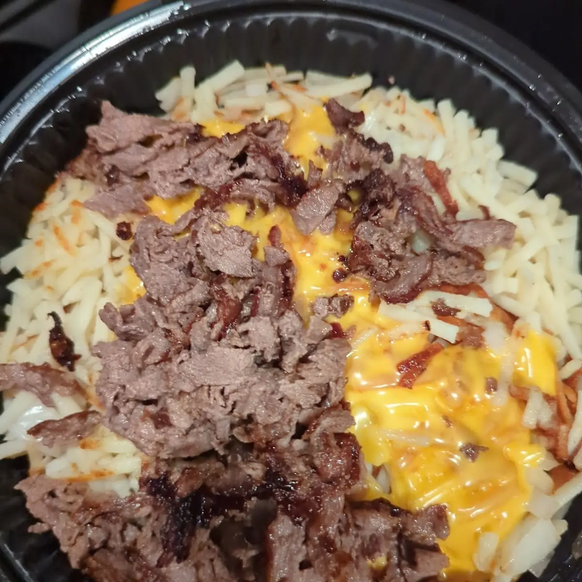 Steak Egg and Cheese Hashbrown Bowl