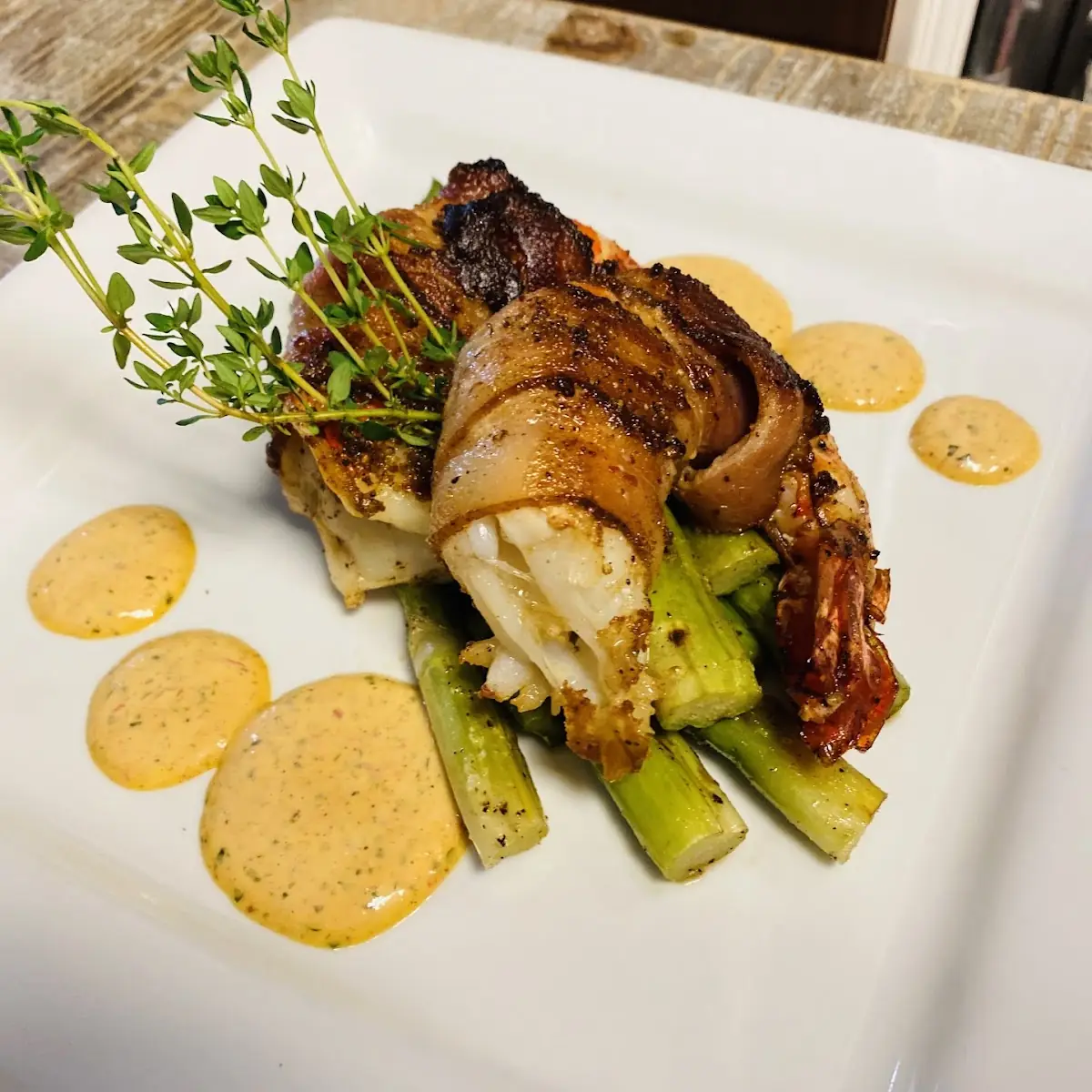 Duck Bacon Wrapped Sea Scallops