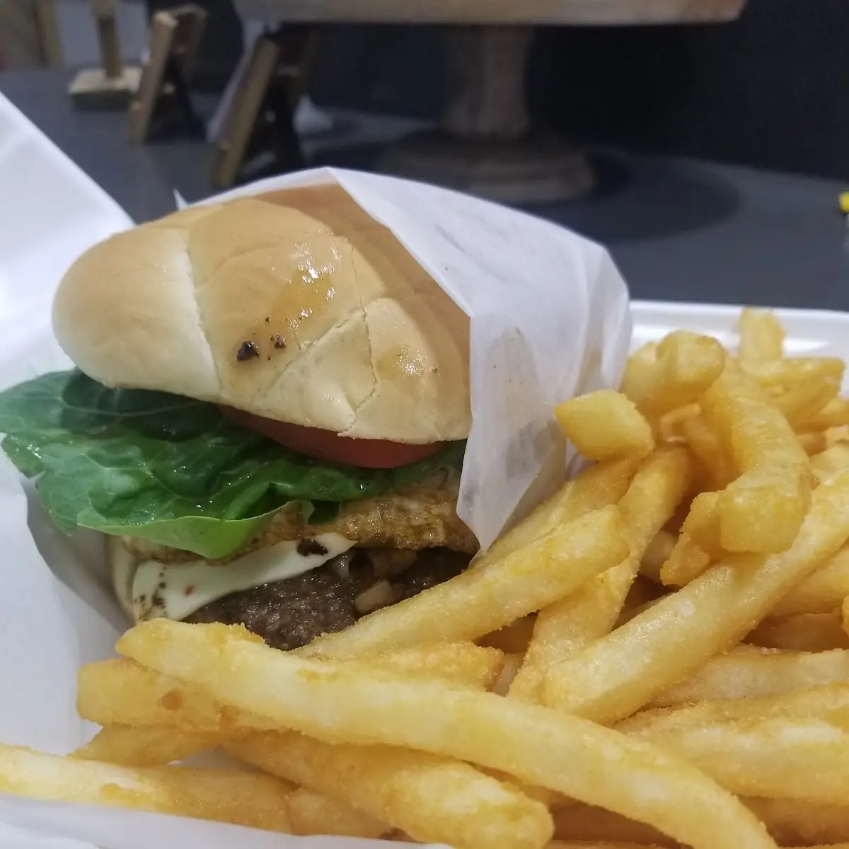 Beef Burger with Pepper Jack Cheese and a Fried Egg