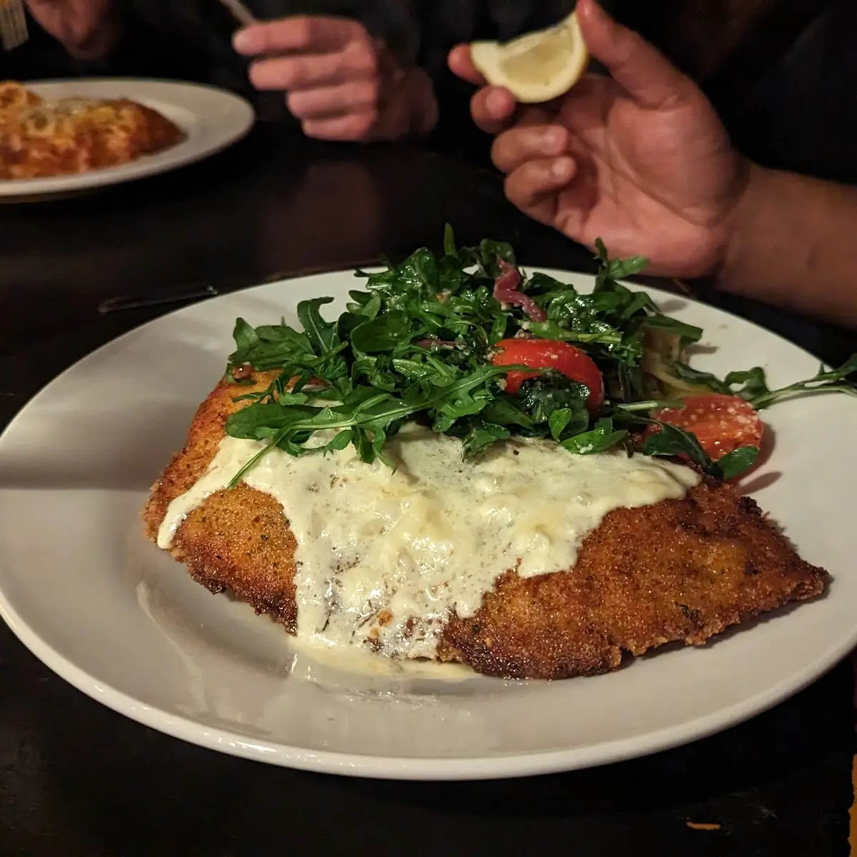 Chicken on Eggplant Milanese