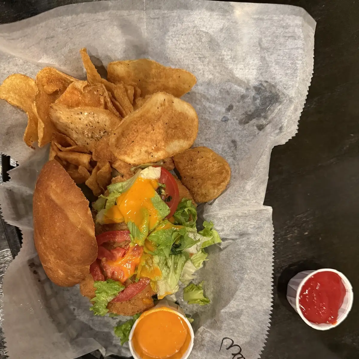 Buffalo Chicken Sandwich and Chips
