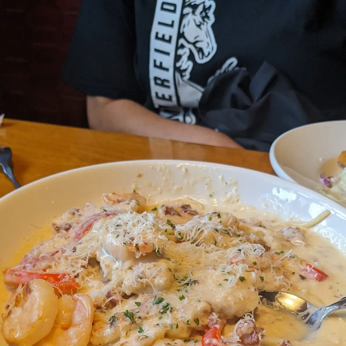 Chicken and Shrimp Carbonara Pasta
