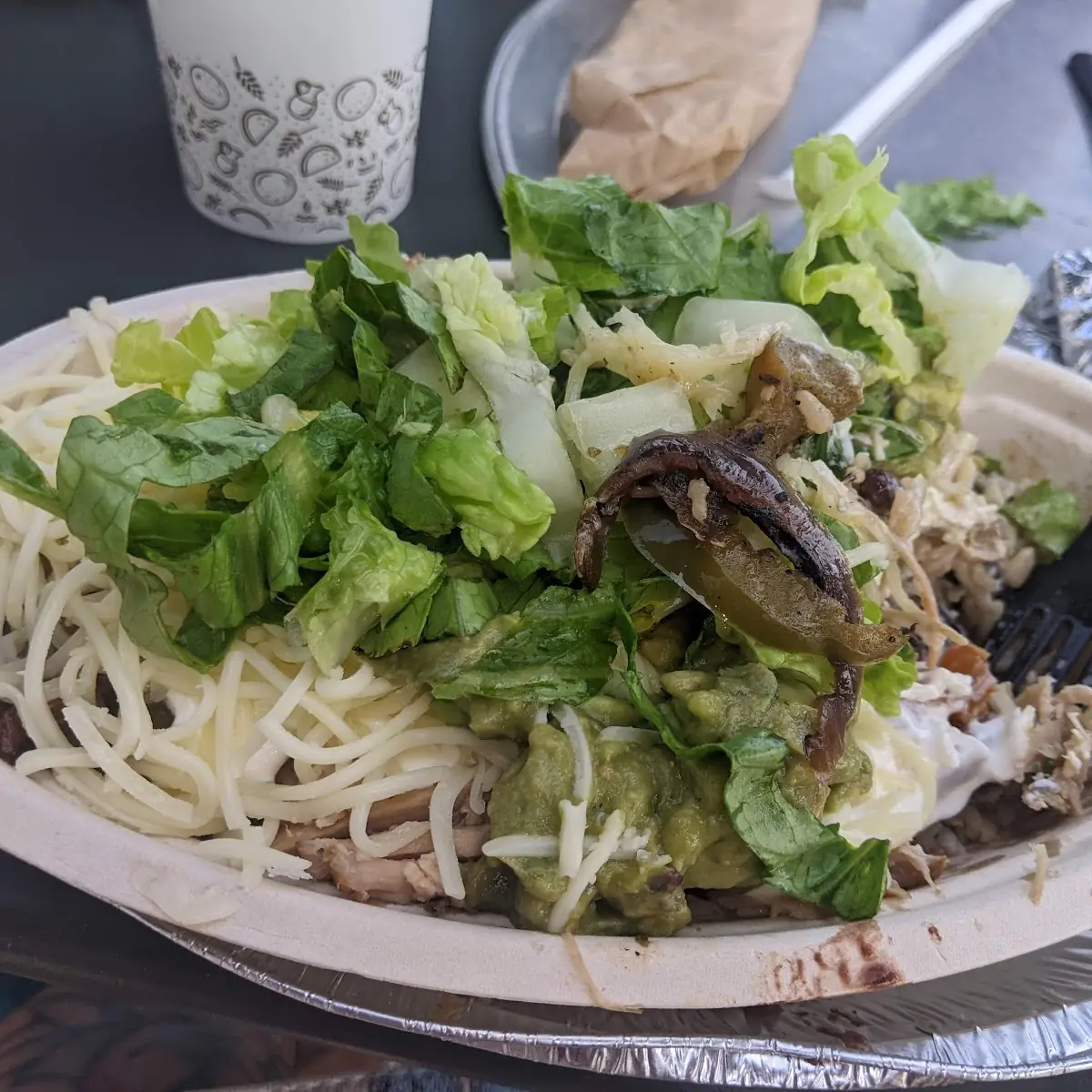 Chicken Bowl of Rice Cheese Lettuce