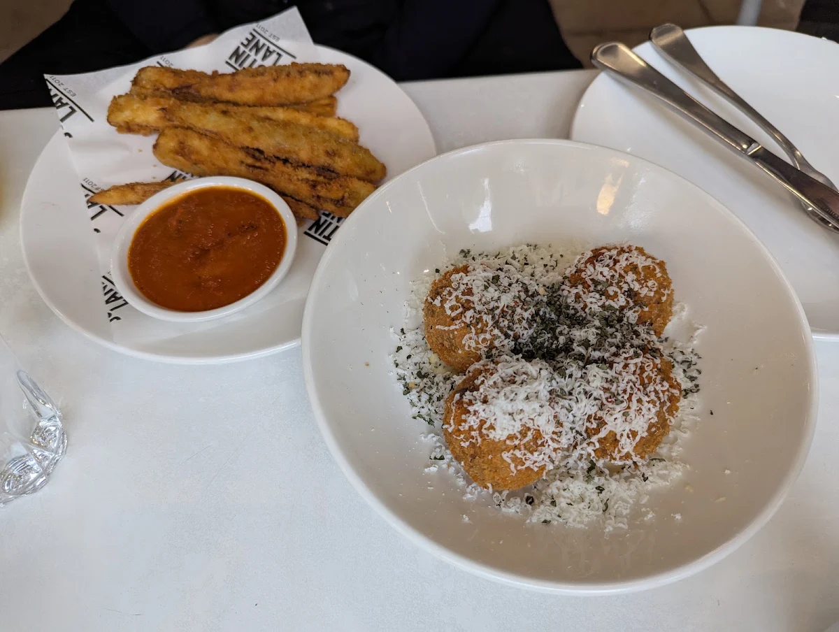 Fried Eggplant Chips and Mushroom Aranchini, Justin Lane Geelong